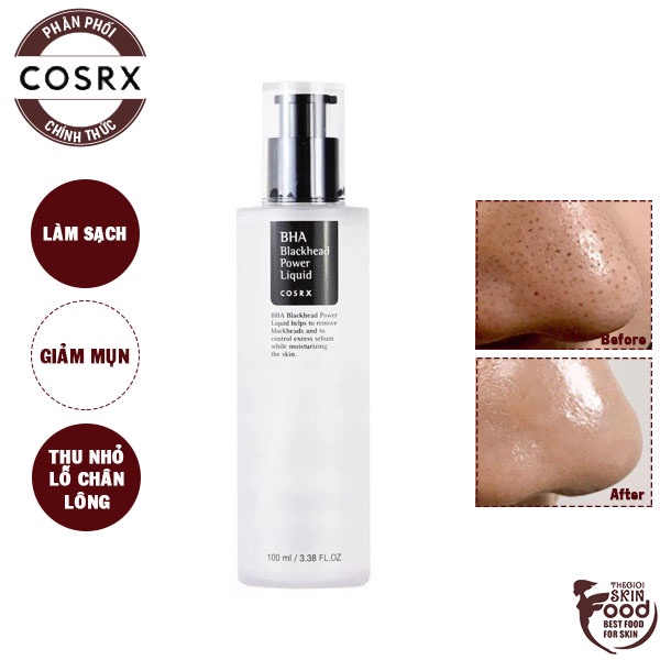 Tẩy Da Chết Hóa Học Hỗ Trợ Giảm Mụn Đầu Đen, Mụn Ẩn, Lỗ Chân Lông To COSRX BHA Blackhead Power Liquid 100ml