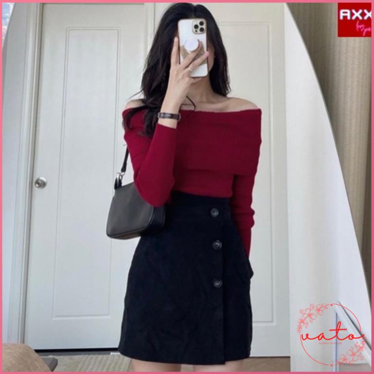 Set Áo Len Đỏ Trễ Vai Tay Dài Chân Váy Lệch Vạt Ulzzang Mặc Đi Chơi Tết  Thời Trang Nữ Đẹp | BigBuy360 - bigbuy360.vn