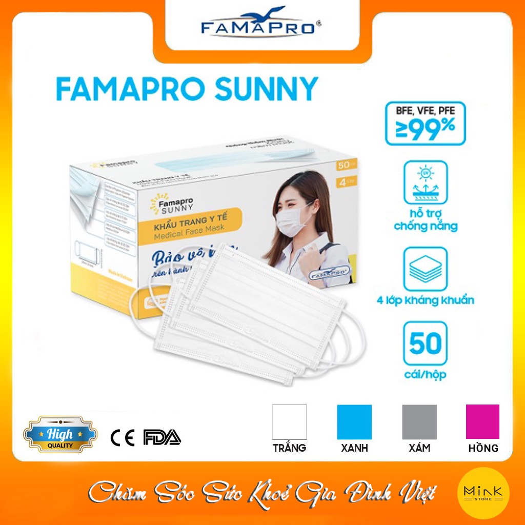 Combo 5 Hộp Khẩu Trang Y Tế 4 Lớp Kháng Khuẩn SUNNY/Combo Giá Ưu Đãi