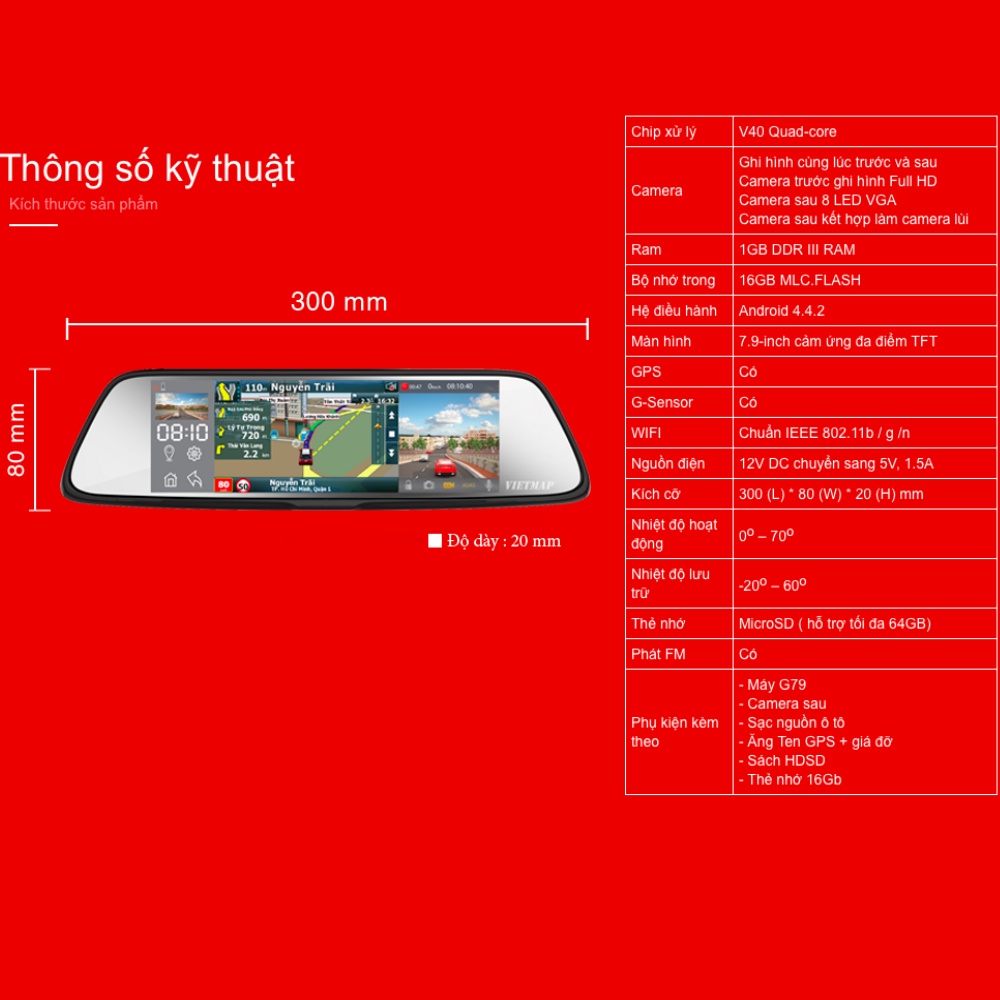 [Miễn Phí Lắp Đặt] Camera hành trình Vietmap G79 [Kèm Thẻ Nhớ 64Gb]