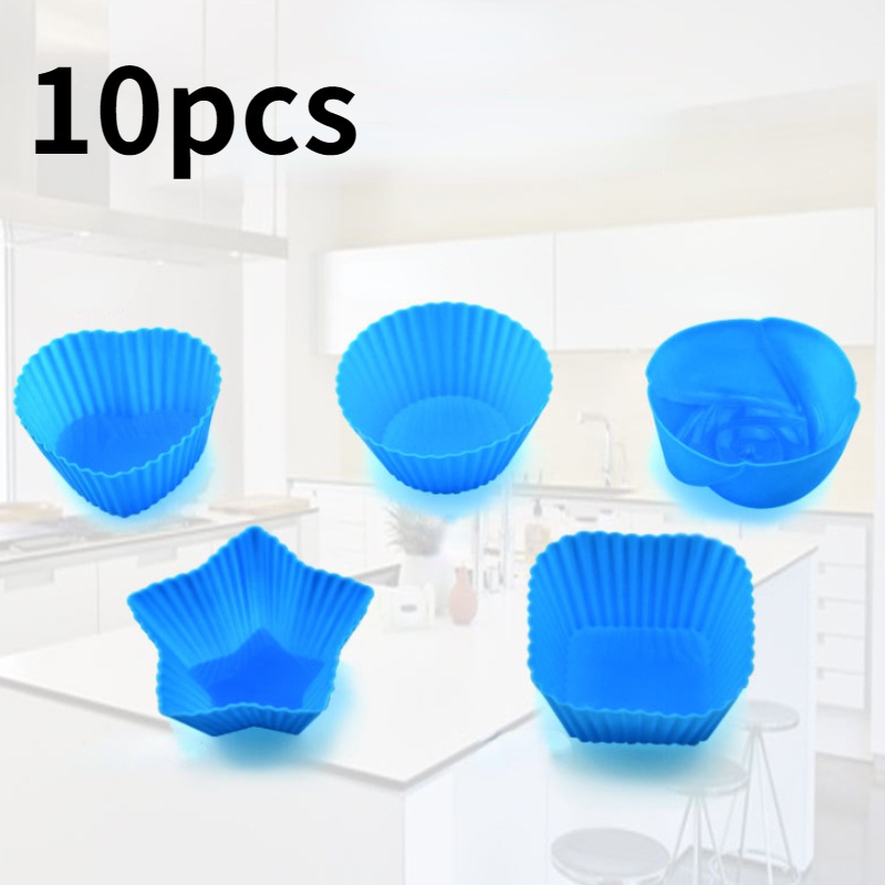 Set 10 Khuôn Silicone Làm Bánh Muffin 7cm