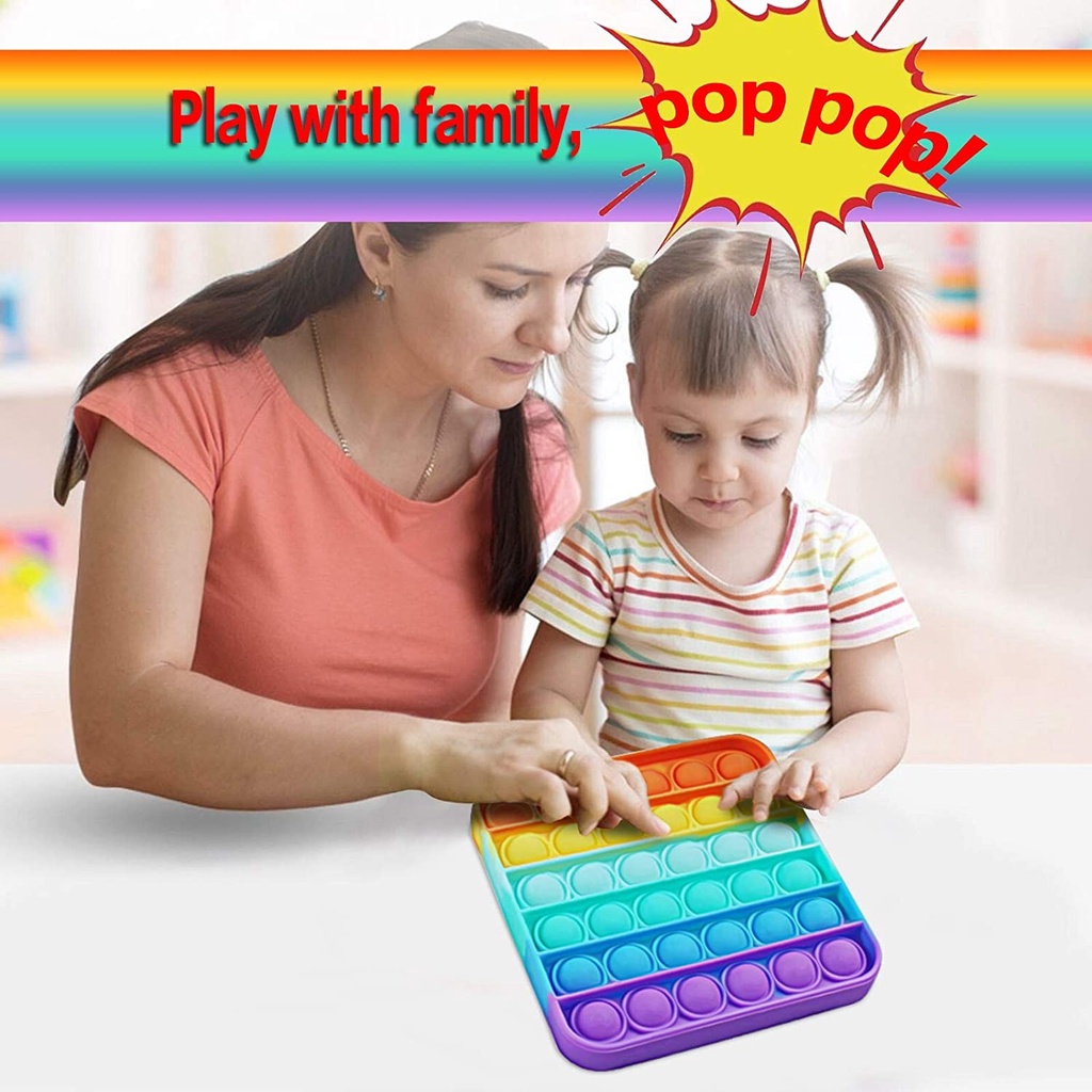 Pop It Tiktok 2021 Push Pop Fidget Toy Rainbow Color Finger Pressure Bubble Sensory Toys Nút bật bong bóng màu cầu vồng giải tỏa căng thẳng