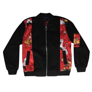 Bomber TẾT - Áo khoác họa tiết gấm đỏ chất liệu kaki