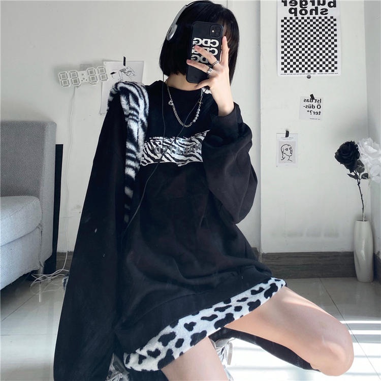 NRVP Áo Hoodie Dáng Rộng Thời Trang Hàn Quốc Đơn Giản Cá Tính Cho Nữ