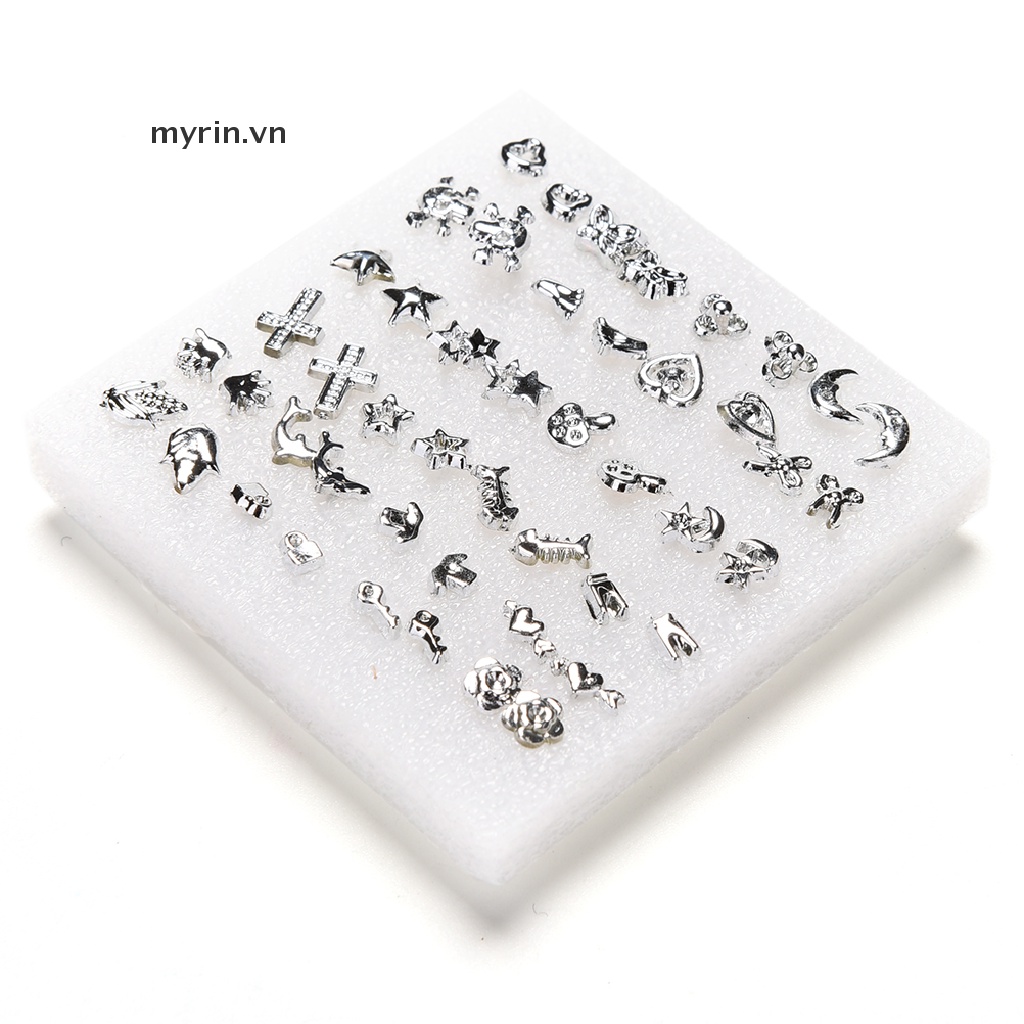 Set 24 Đôi Khuyên Tai Nhựa Mạ Bạc Thời Trang