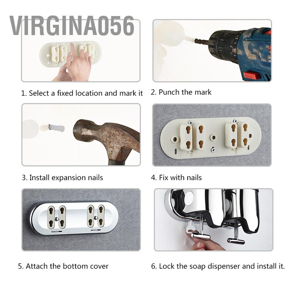 Virgina056 Hand Operated Liquid Soap Dispenser Hotel Bathroom Wall Shower Shampoo Dispensing Bottle Cup