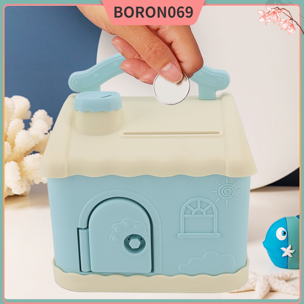 Ngôi nhà Con heo đất Thiết kế ngôi dễ thương Công suất lớn Mở cửa với chìa khóa Thói quen tiết kiệm tiền Ngân hàng xu cho bé trai cô gái Boron069
