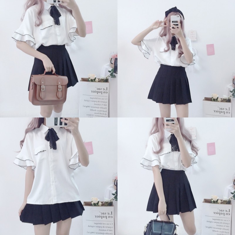 Áo sơ mi tay ngắn Emilyshop ulzzang