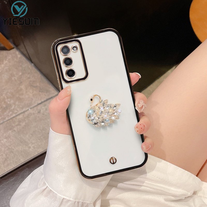 Ốp Điện Thoại Silicon Dẻo Trong Suốt Mạ Thiên Nga Sang Trọng Samsung Galaxy A03 A03S A02S A02 A21S A11 A71 A51 4G A50 A50S A30S A20 A30