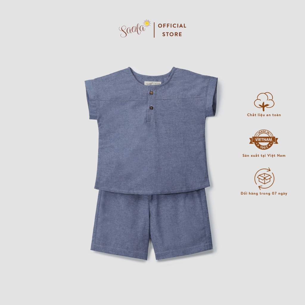 Bộ Áo Quần Linen Thoáng Mát Cho Bé Trai / Bé Gái - PULPO SET - SEL012 - SAOLA KIDS CLOTHING