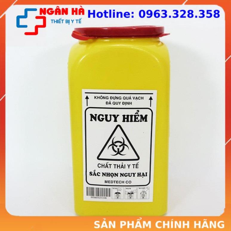 Hộp huỷ, đựng kim tiêm, vật sắt nhọn, lưỡi dao mổ, thủy tinh vật thấm máu, có tính lẫy nhiễm cao 1,5l