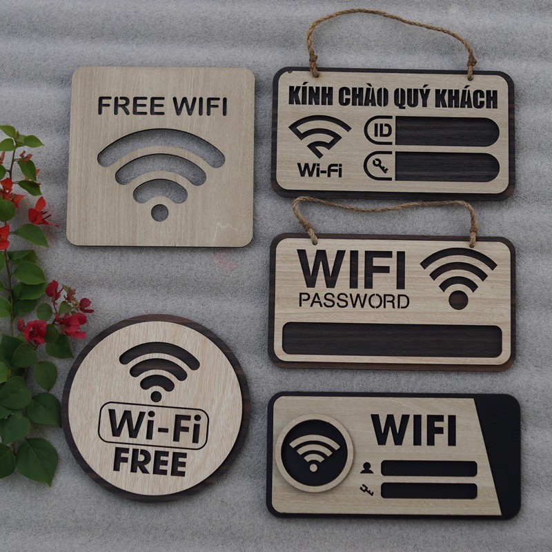 [Siêu Rẻ] Bảng Gỗ Decor Quán Free Wifi trang trí cao cấp hiện đại