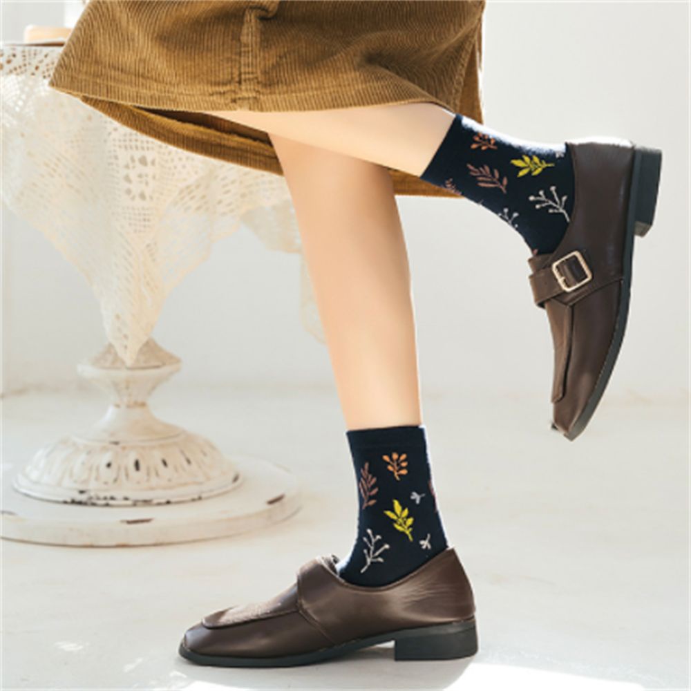 Đôi vớ cotton in họa tiết lá phong cách Harajuku Nhật Bản thời trang thu đông