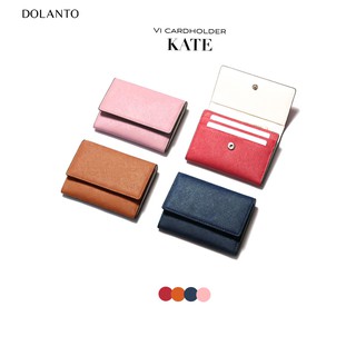 VÍ MINI ĐỰNG THẺ NAM NỮ Bóp Nhỏ Gọn Cardholder KATE Da Saffiano Nhập Khẩu Cao Cấp Chống Thấm Nước Thương Hiệu DOLANTO