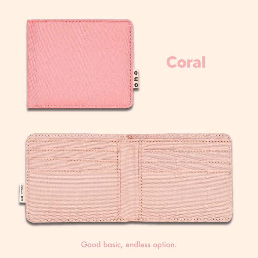 Ví vải Canvas Nam/Nữ ONO - hồng coral