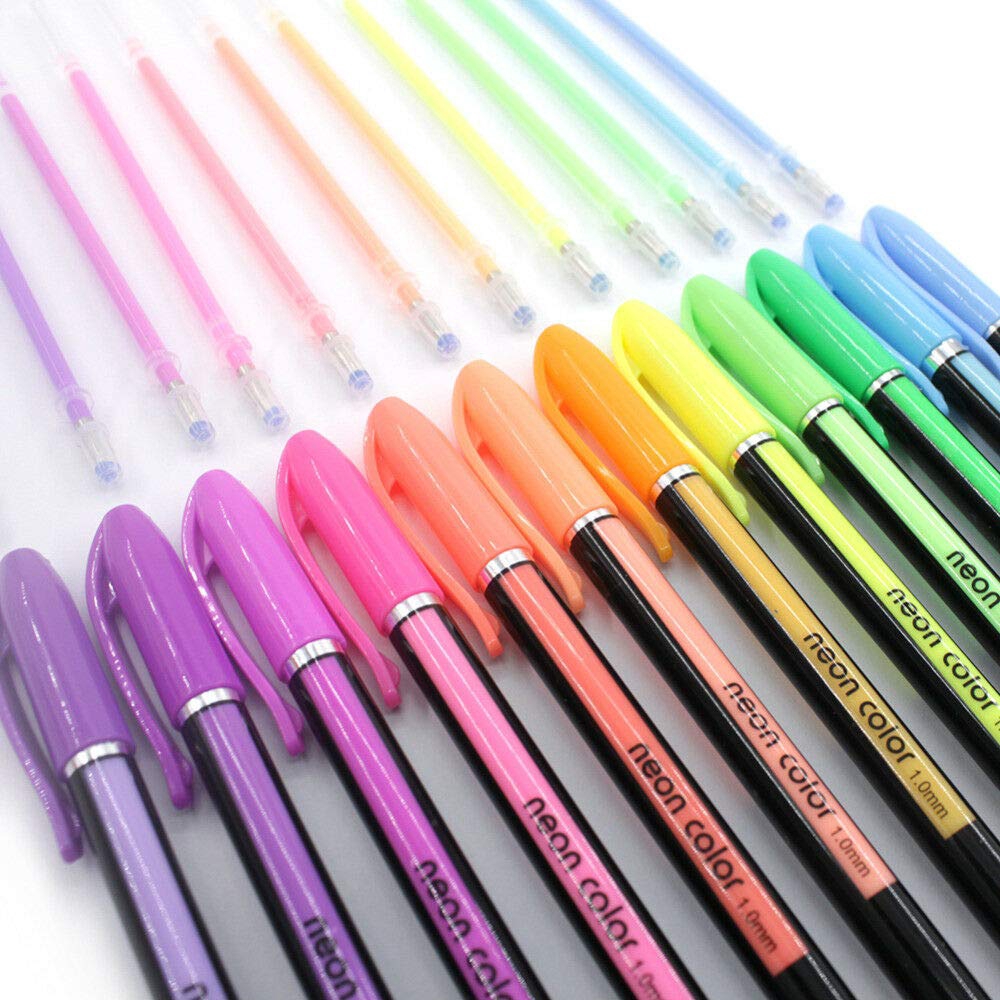 2PACK 48 Màu Gel Mực Bút Bút Gel Bộ Cho Sách Tô Màu Dành Cho Người Lớn Vẽ Pastel Long Lanh Kim Loại Long Lanh Neon Bút Phấn Nước 48 Colors Gel Ink Pens Gel Pens Set for Adult Colouring Books Draw Pastel Glitter Metallic Glitter Neon WaterChalk Pen