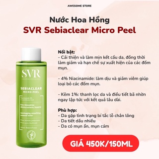 Nước hoa hồng SVR Sebiaclear Micro Peel 150ml Cho da dầu mụn
