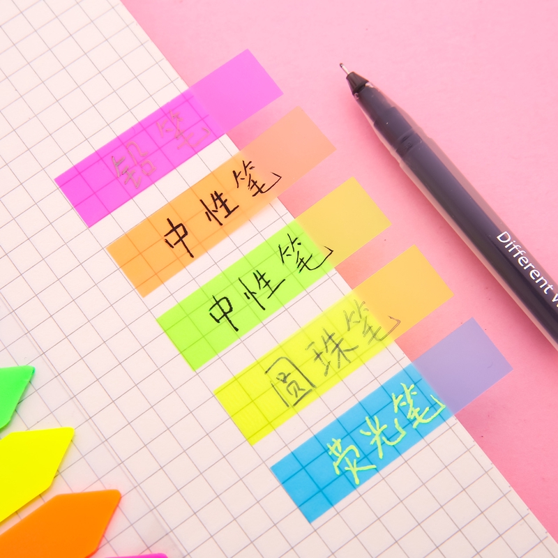 Set 20 tờ giấy ghi chú trong suốt màu huỳnh quang