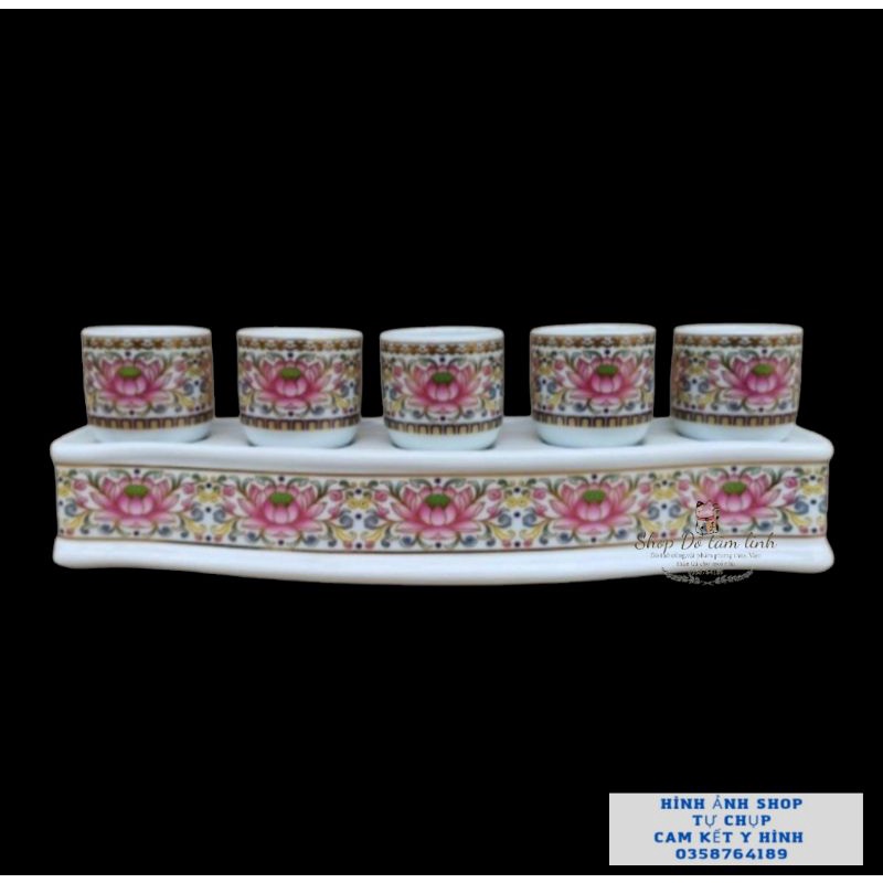 Bộ bình bông, lư hương,dĩa thờ cúng hàng sen tím gốm sứ cao cấp-Đồ Thờ Tâm Linh.