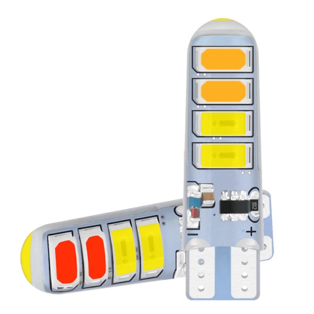 Set 2 Đèn LED T10 5630 8smd T10 Silicone C6P3 Hai Màu Dành Cho Ô Tô