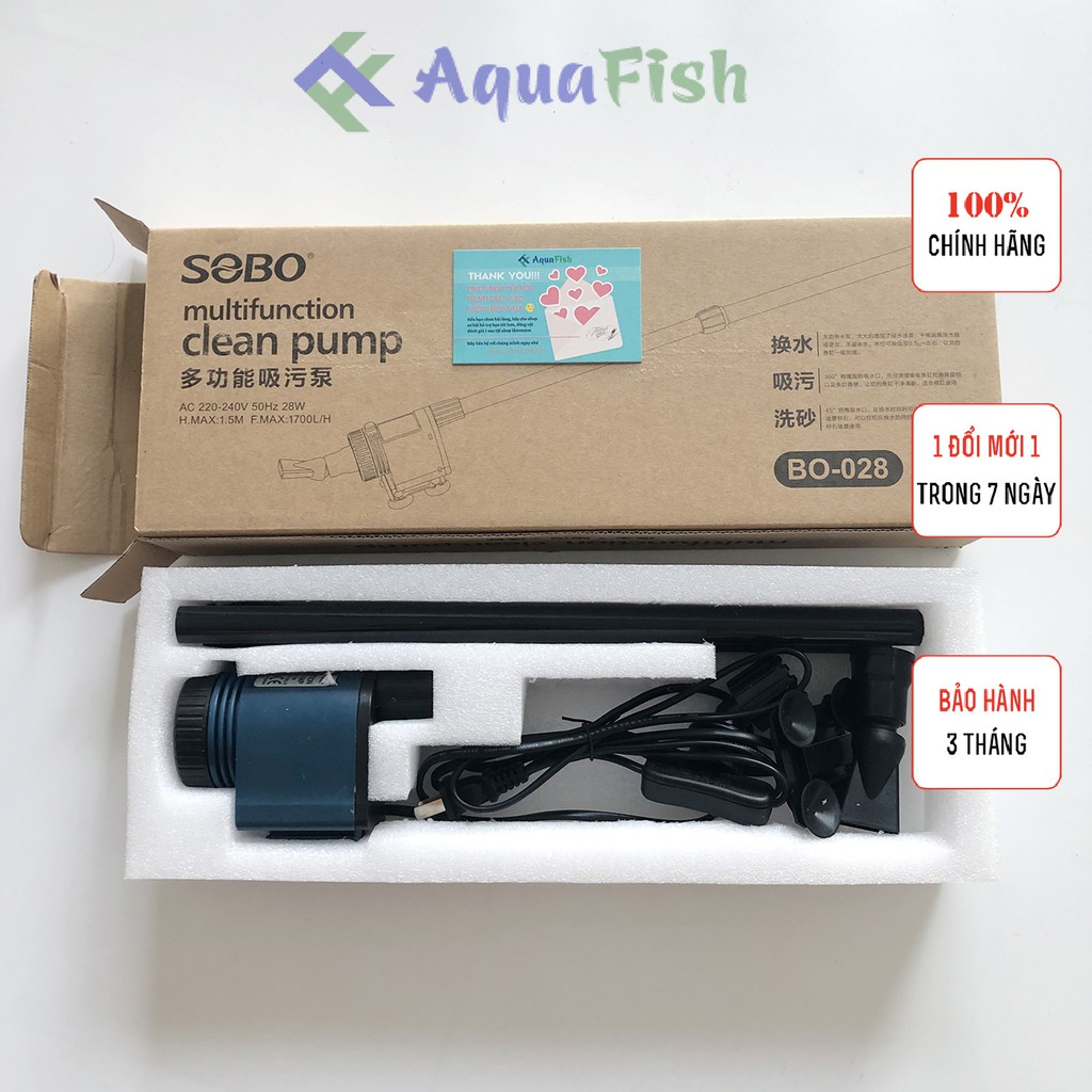 Máy Hút Phân Cá Chạy Điện Sobo BO-028 Cho Bể Cá Cảnh