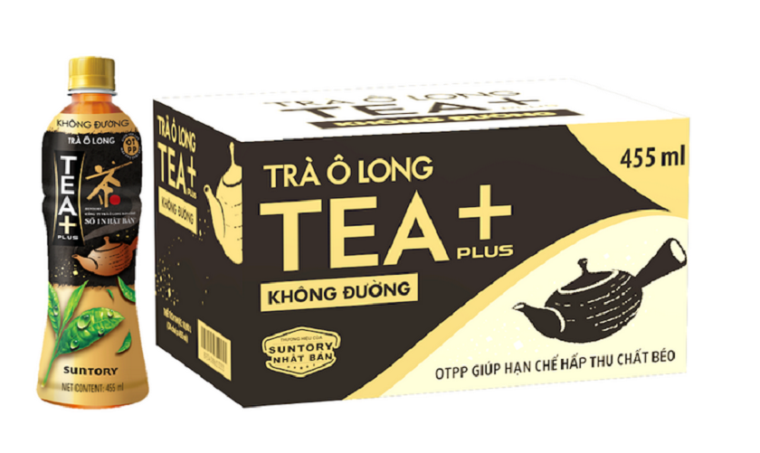 Thùng 24 Chai Trà Ô long Không Đường Tea+ (455ml/Chai)