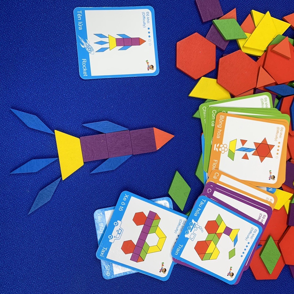 Bộ đồ chơi xếp hình sáng tạo Pattern block 155 CT có hộp xịn xò