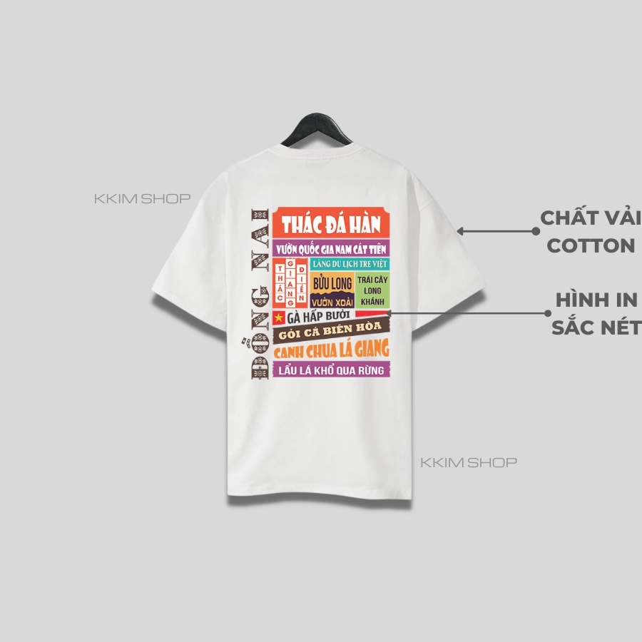 Áo thun tay lỡ ĐỒNG NAI, Áo phông 63 tỉnh thành Form rộng oversize, chất liệu Cotton KKIMSHOP