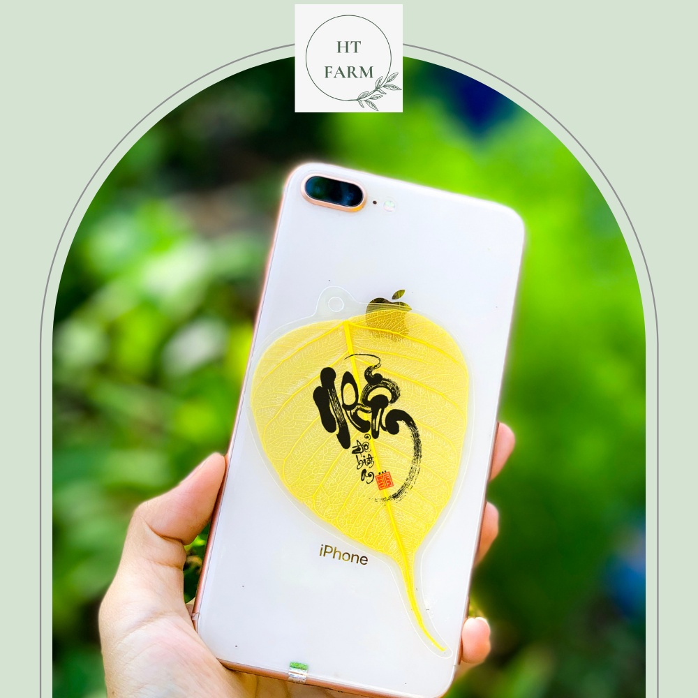Lá Bồ Đề thư pháp - chữ Nhẫn (Cầu Bình An – May mắn, Ốp điện thoại, Hàng loại 1)