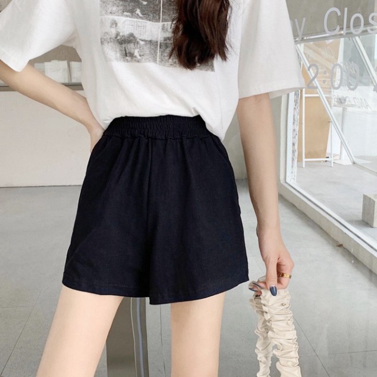 Quần short nữ lưng thun vải thun bigsize màu đen CRQ031