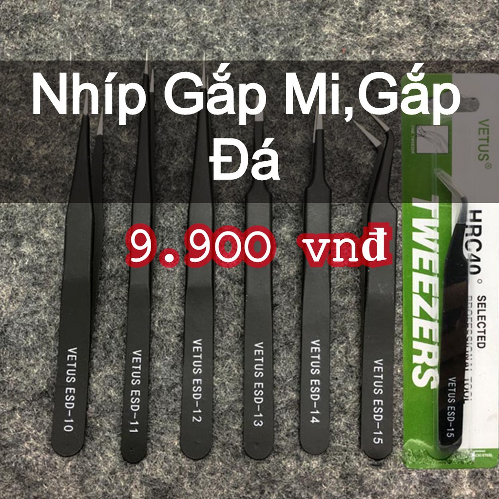 Nhíp Nối Mi,Gắp Đá,Gắp Linh Kiện / màu đen / ESD 12 (Chống tĩnh điện) [RẺ VÔ ĐỊCH]