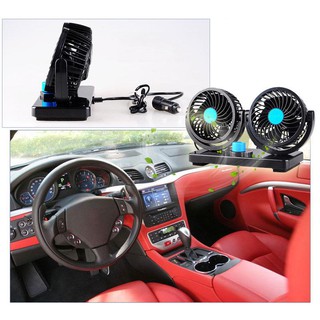 Quạt mini đôi oto 12v