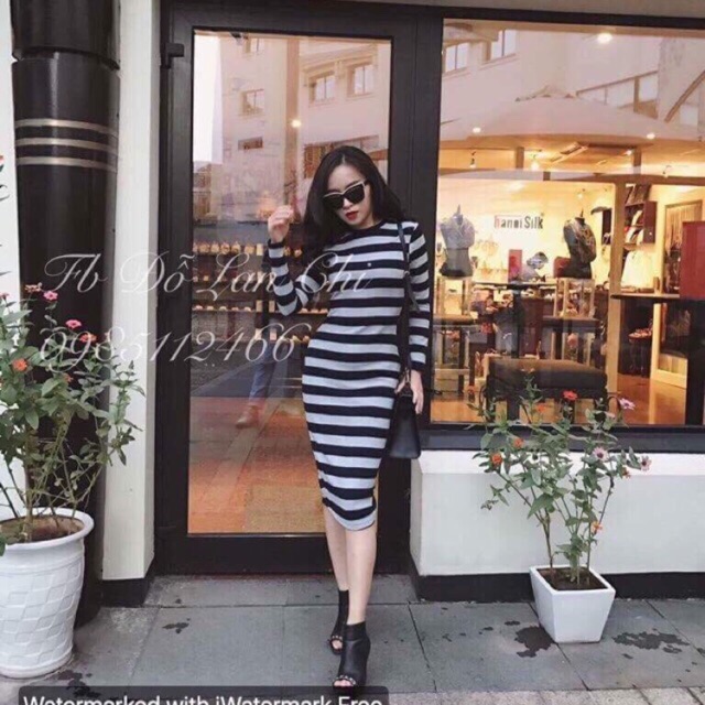 Váy body kẻ ngang siêu đẹp 👑👗