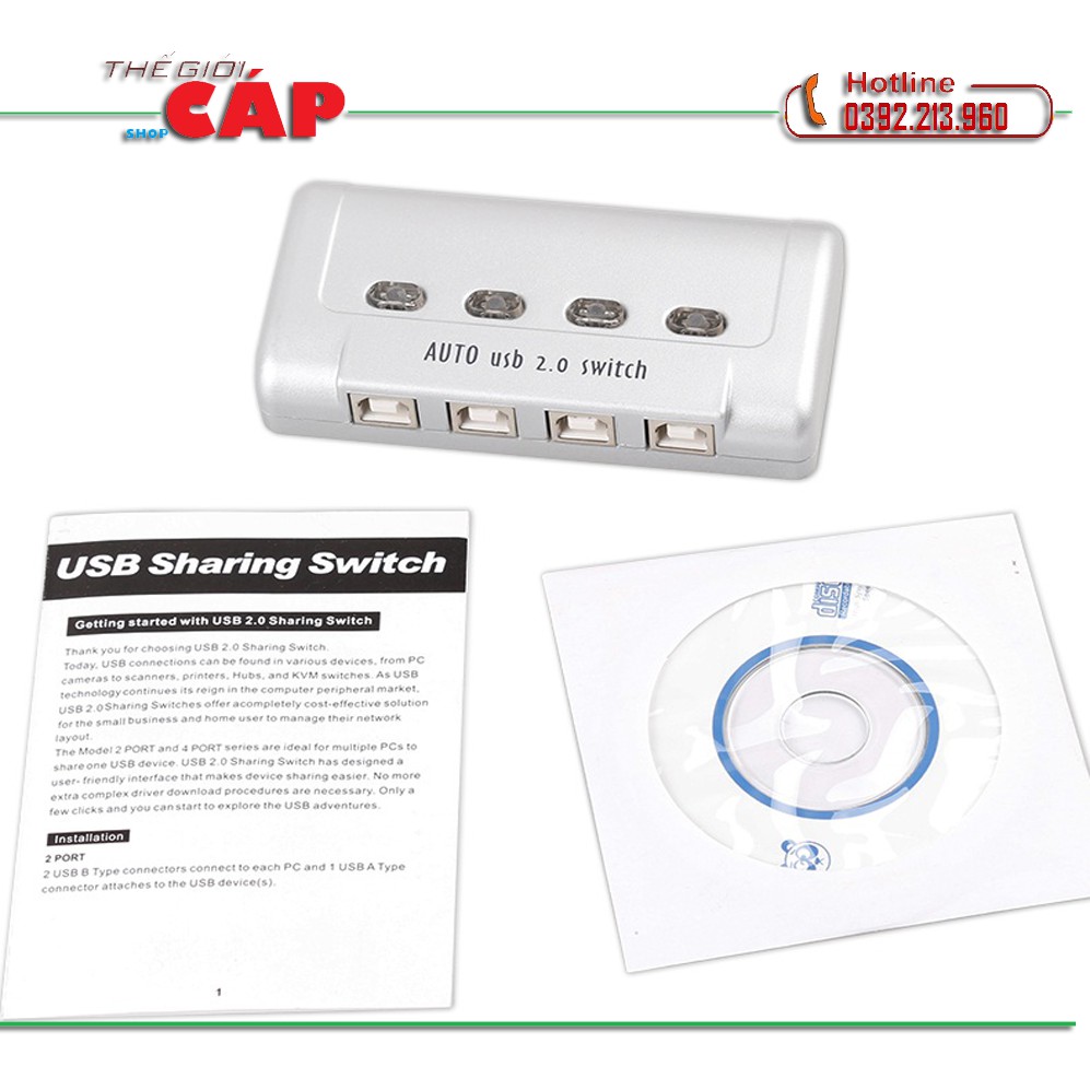 Bộ chia sẻ máy in tự động 1 ra 4 MT viki SW241 (Trắng)