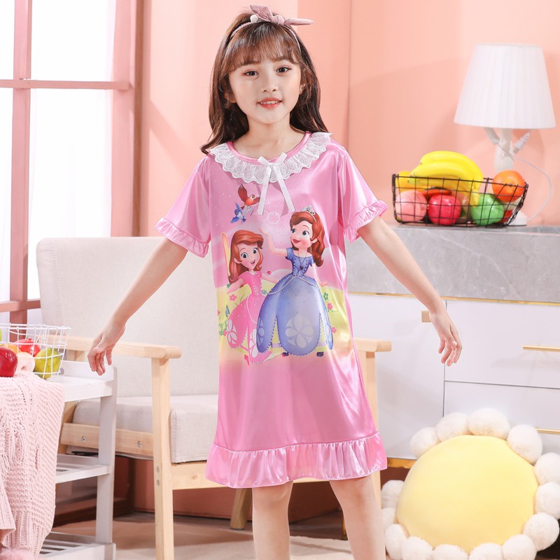 Đầm Ngủ Tay Ngắn In Hình Mickey Thời Trang Dành Cho Bé Gái