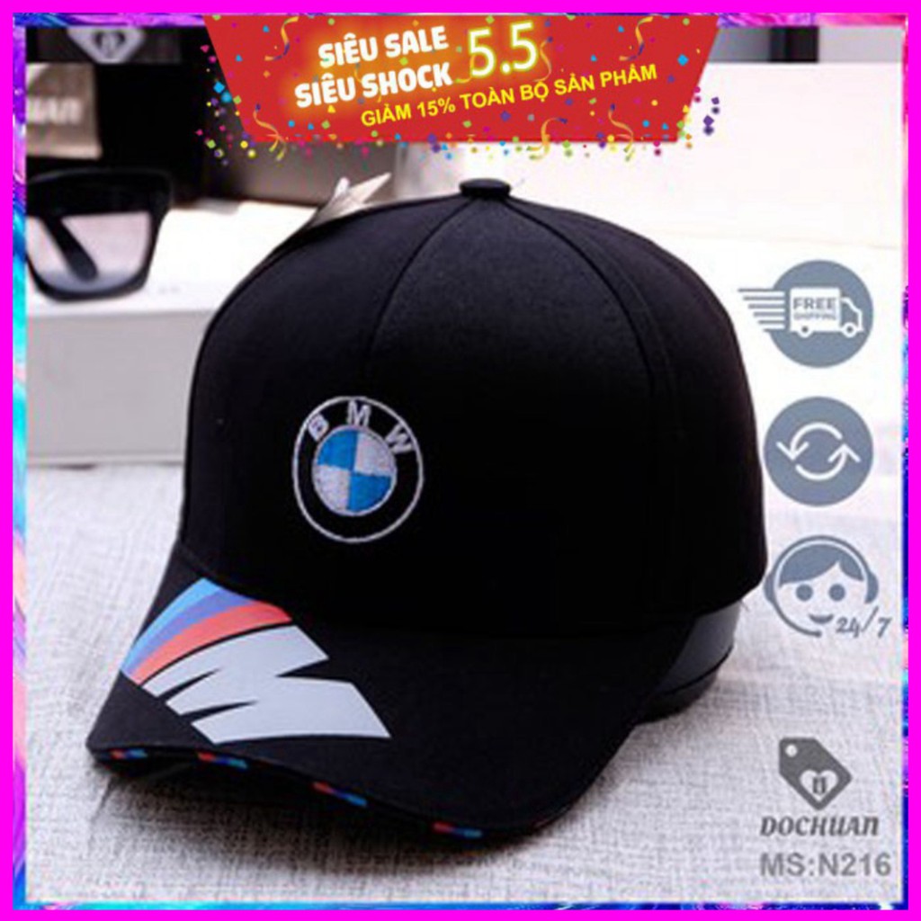 Mũ lưỡi trai, Nón Kết BMW logo tròn chữ ở kết màu chất vải tốt, Unisex dành cho nam và nữ nóng
