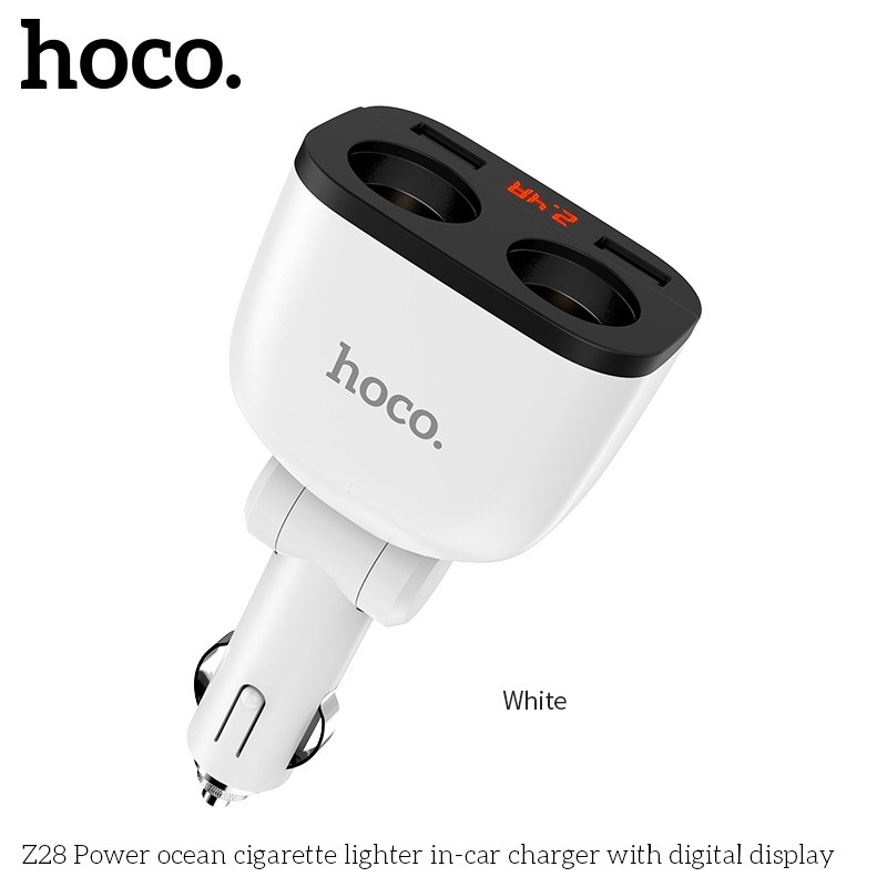 HOCO Z28 Tẩu Sạc Điện Thoại Ô tô Xe Hơi Mở Rộng Cao Cấp - Hàng Chính Hãng