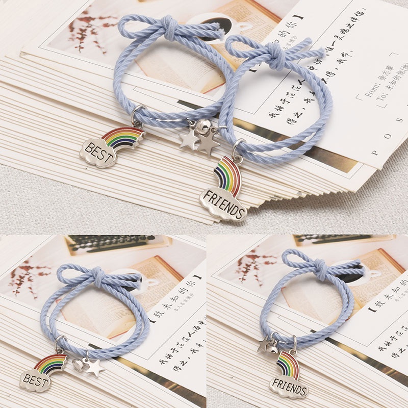 Set 2 Vòng Tay Tình Bạn Màu Cầu Vồng Thời Trang Hàn Quốc