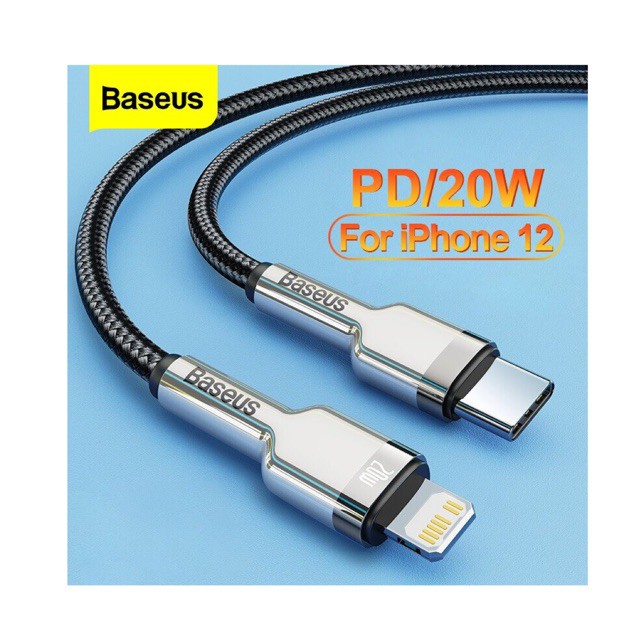 Cáp sạc nhanh Baseus Metal Data Cable Type-C to Lightning, hỗ trợ PD 20W, truyền dữ liệu tốc độ 480Mbps, dài 25cm/100cm