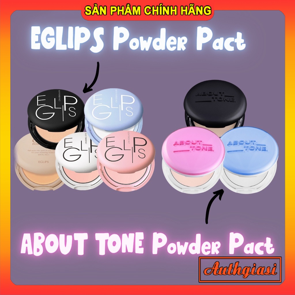 Phấn nén phủ bột EGLIPS / ABOUT TONE Powder Pact siêu mịn kiềm dầu lâu trôi