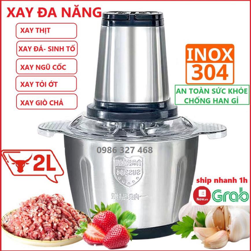 [SỈ- RẺ ] [1 Đổi 1] Máy Xay Thịt, Máy Xay Thịt 2l Đa Năng Xay Cá,Thịt, Tỏi Ớt Cối Inox 304 Ko Gỉ 4 Lưỡi Dao Kép Siêu Sắc