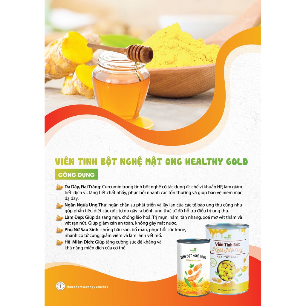 Viên Tinh Bột Nghệ Mật Ong HealthyGold - 250 Gr