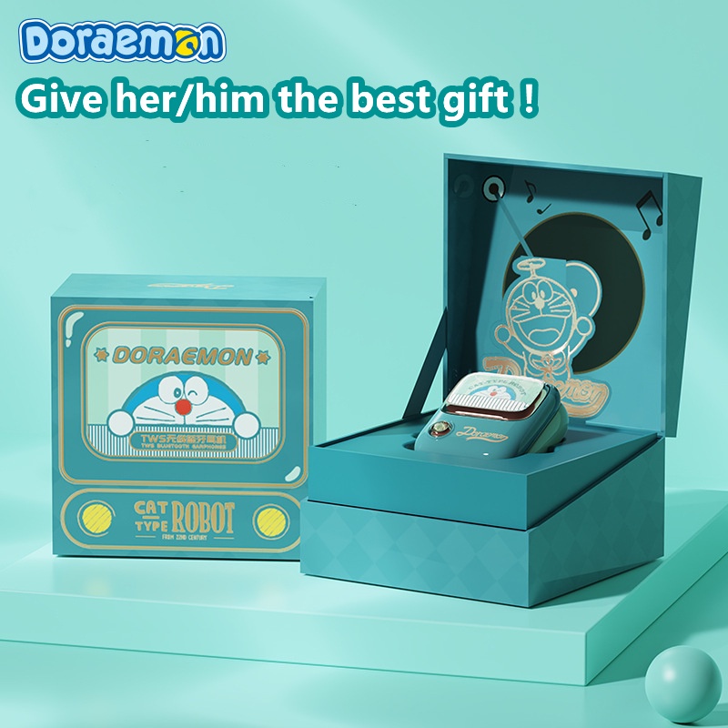 Tai nghe không dây hình Doraemon Tws chống tiếng ồn làm quà tặng sinh nhật cho Ios Android Xiaomi