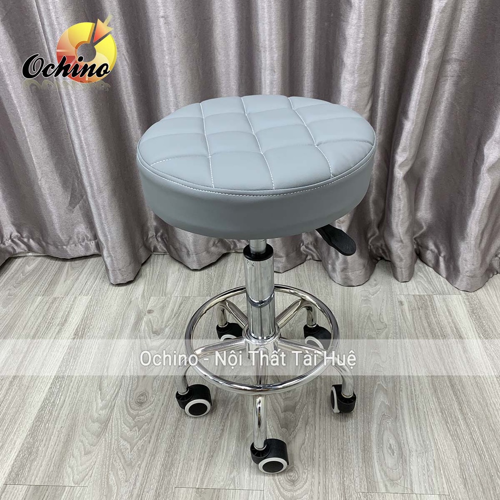 Ghế Spa, Ghế Trang Điểm Xoay Nâng Hạ Điều Chỉnh Độ Cao Thấp Từ 40-55Cm Mẫu Tròn múi Sang Chảnh (Ảnh Thật)