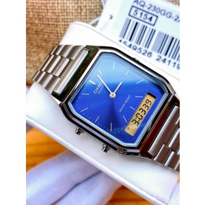 Đồng hồ Unisex Casio AQ-230GG-2ADF, đồng hồ chính hãng, dây xám, mặt xanh