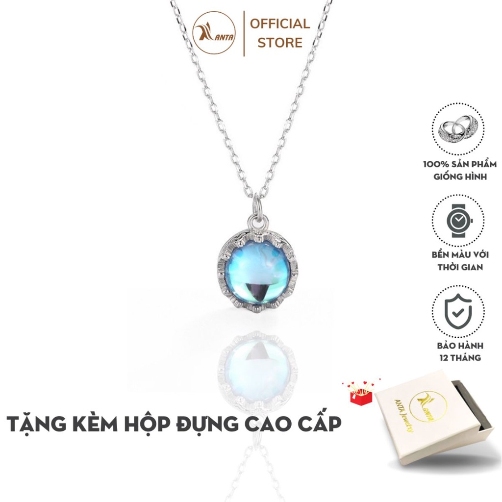 Dây chuyền bạc mặt tròn ngọc xanh đơn giản đẹp xuất sắc ANTA Jewelry - ATJ9004