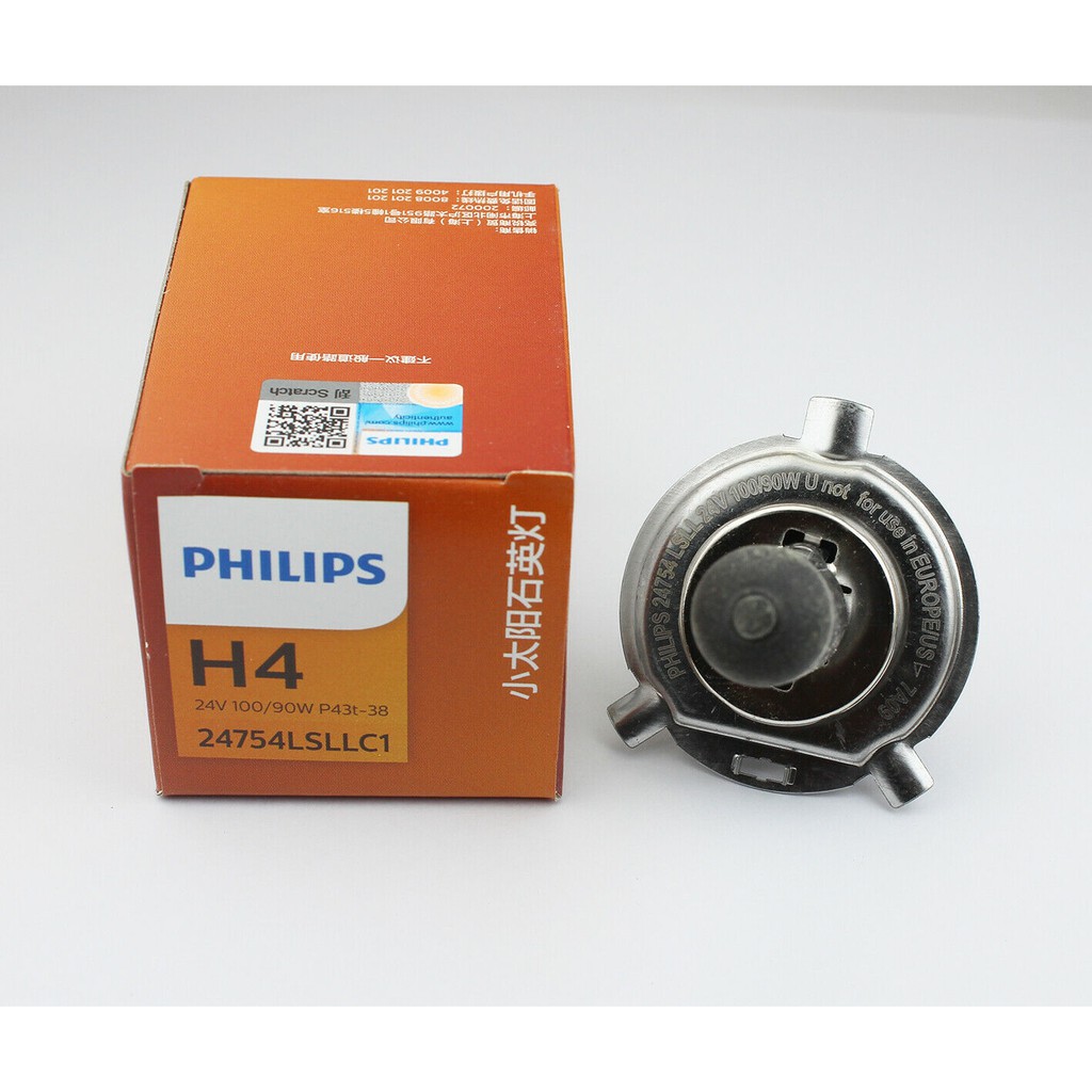 Bóng Đèn Pha Philips 24V100W Halogen Cao Cấp Lắp Cho Xe Ô Tô Tải Chân H1/H3/H4/H7