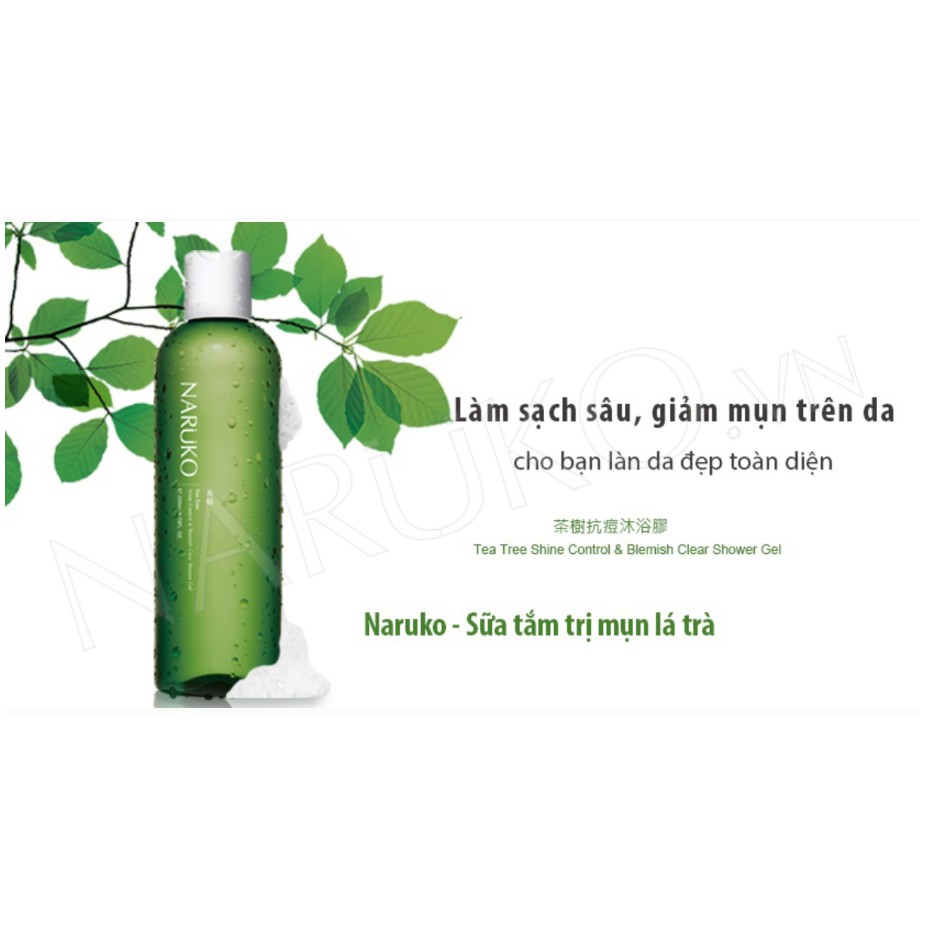 Sữa Tắm Hỗ Trợ Giảm Mụn Cho Cơ Thể Chiết Xuất Tràm Trà Naruko Tea Tree Shine Control &amp; Blemish Clear Shower Gel 250ml