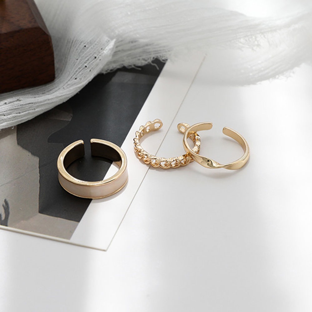 Bộ 3 Nhẫn Kim Loại Tròn Nhiều Màu Tùy Chỉnh Thời Trang Cho Nữ