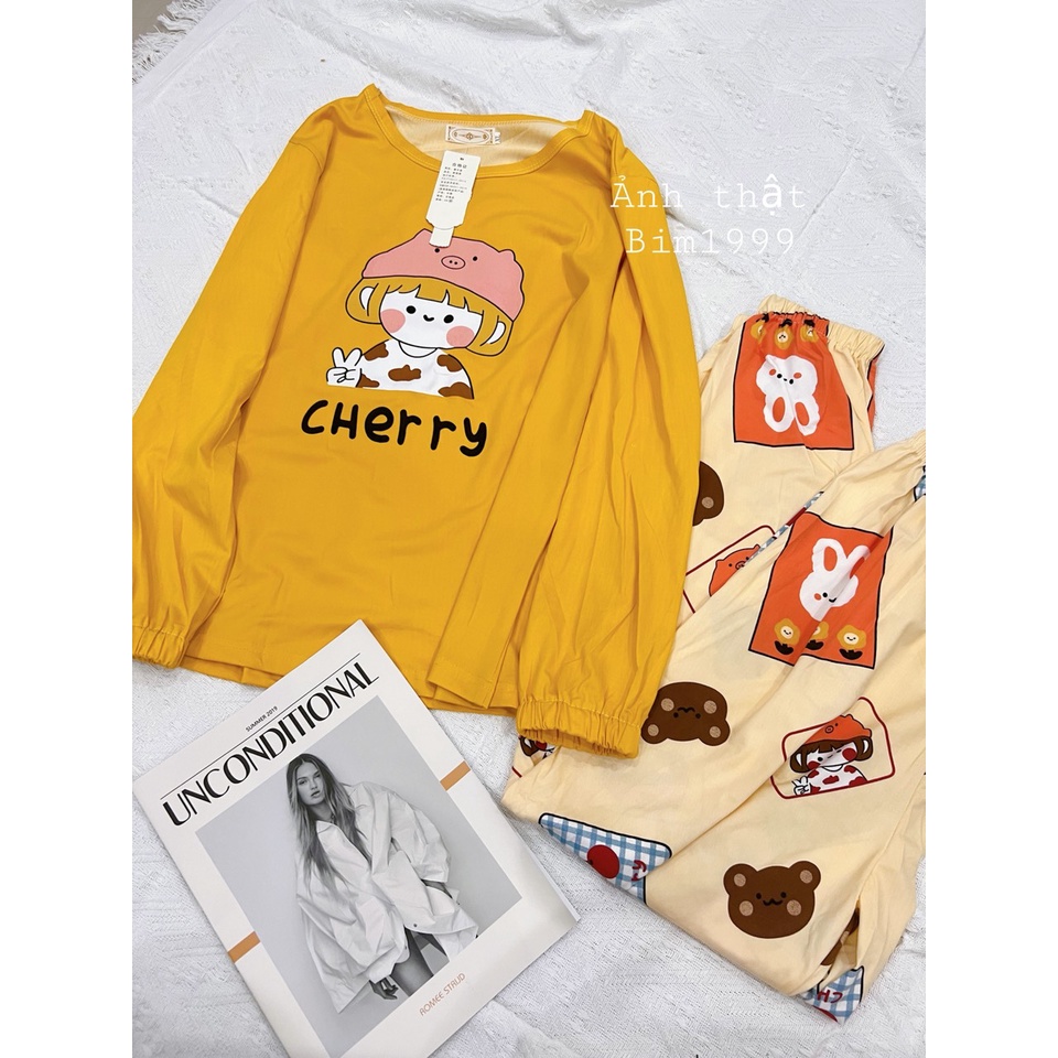 (Sẵn hàng) Bộ Cotton Dài Tay Mặc Thu Mặc bốn mùa Hình Cute Siêu Đáng Yêu Hàng QCCC Mẫu Hót Mới Nhất 2022